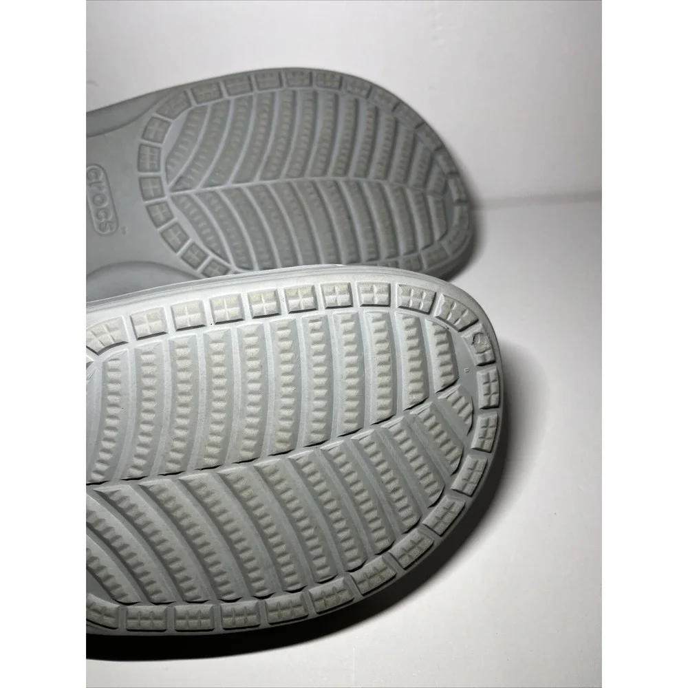Crocs Light Grey ICONICS Two Strap Slides Sandal US Men 11